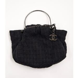 CHANEL 2005 CC Black Tweed Tote Bag